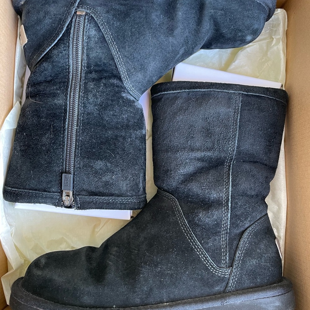 Black Suede Boots with Zipper